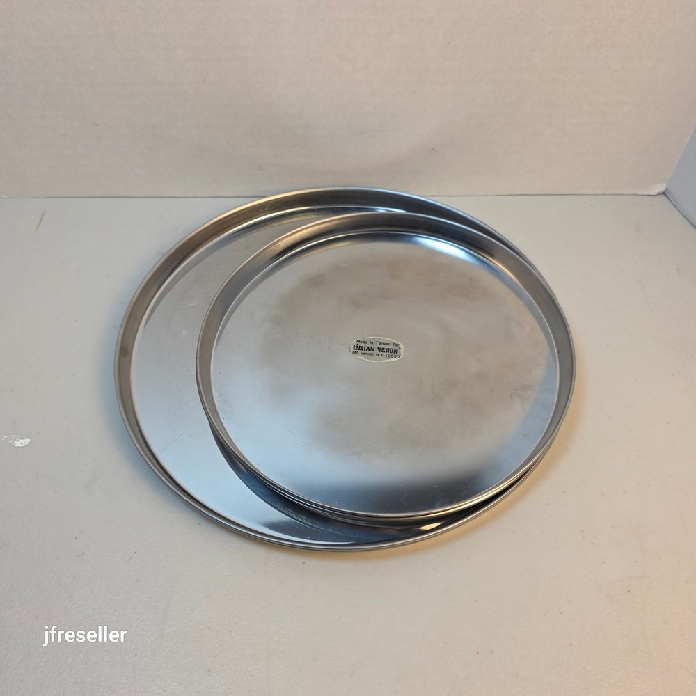 VTG Lillian Vernon Stainless Steel Round Nesting Trays Set of 4 Barware Platters